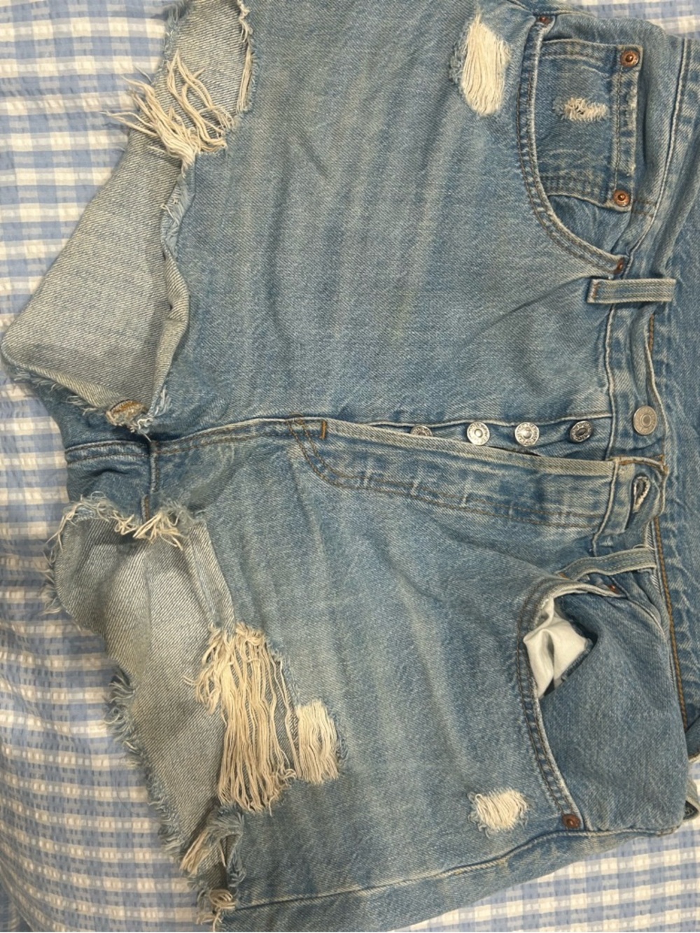 Levi Distressed Light Blue Women's Denim Shorts